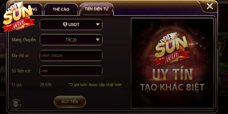 Rút Tiền Sunwin Nhanh Gọn Theo Quy Trình Tối Ưu Hiệu Quả 3 Sunwin Rút tiền Sunwin qua ví điện tử phổ biến nhanh