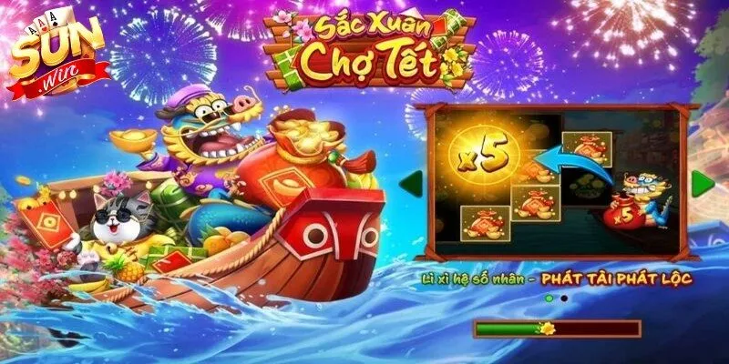 Sắc Xuân chợ Tết Sunwin thiết kế bối cảnh được thiết kế đậm chất mùa xuân