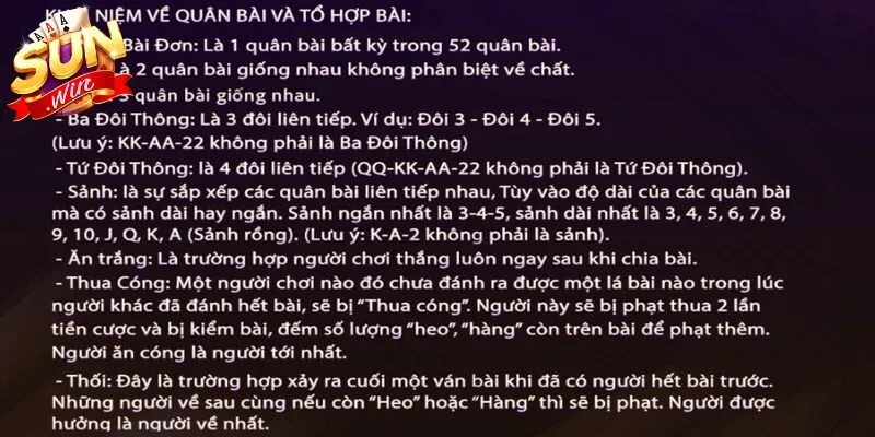 Tiến Lên Đếm Lá Sunwin - Luật Chơi Và Chiến Thuật Hiệu Quả 3 Sunwin Các bộ bài hợp lệ trong trò chơi tiến lên đếm lá Sunwin